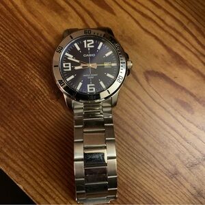 Casio Silver Watch with Black Dial